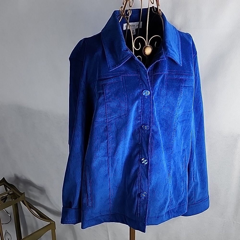 Royal Blue Corduroy Shacket with Pockets